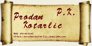 Prodan Kotarlić vizit kartica